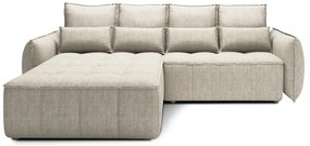 Divano angolare beige allungabile/con contenitore (con penisola a sinistra/con chaise lounge) e rivestimento in velluto Campo – ELTAP