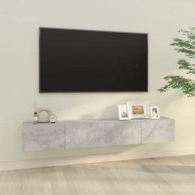 Mobili TV da Parete 2 pz Grigio Cemento 100x30x30 cm in Legno