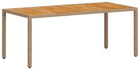 Tavolo da giardino beige 190x90x75cm polyrattan legno di acacia