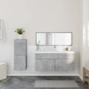 Set mobili da bagno 3 pz grigio cemento in legno multistrato