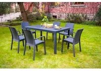 Tavolo da esterno Giove, Tavolo rettangolare da giardino, Tavolo da giardino multiuso effetto rattan, 100% Made in Italy, Cm 150x90h74, Antracite