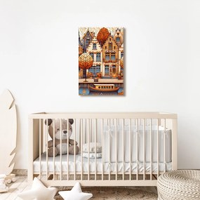Quadro su tela – Case storiche tra foglie dorate