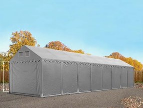 TOOLPORT 4x24 m tenda capannone, altezza 2,6m, PVC 800, telaio perimetrale, grigio, con statica (sottofondo in cemento) - (49847)