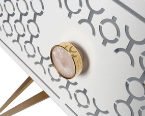 Piccola Consolle di design Mayfair - Bianco marmo e oro trasparente