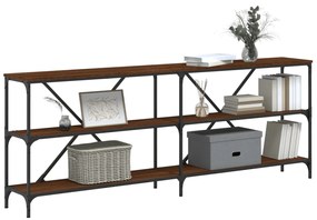 Tavolo consolle rovere marrone 200x30x75 cm multistrato e ferro