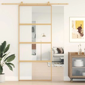 Porta Scorrevole Dorata 90x205 Vetro Trasparente Esg Alluminio /