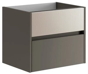 Mobile da bagno sospeso sotto lavabo L 59.5 x H 50 x P 45.5 cm grigio laccato opaco, 2 cassetti VISOBATH Niwa