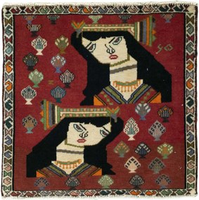Shiraz Tappeto 60x60 Rosso (Iran) Annodato A Mano