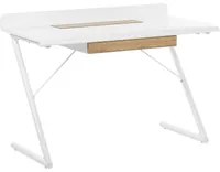 Scrivania da ufficio in MDF bianco e legno chiaro 120 x 60 cm con 1 cassetto gambe in metallo design scandinavo