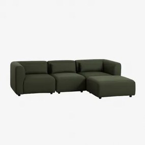 Divano Componibile In 3 Pezzi Con Pouf Fogler Ciniglia Verde Salvia - Sklum