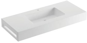 Lavabo a incasso rettangolare L 120 x H 14 x P 46 cm in solid surface bianco