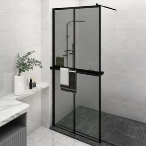Parete Doccia Walk İn Mensola Nera 90x195cm Vetro Esg Alluminio /