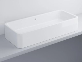 Cielo shui lavabo 100x42 da appoggio rettangolare con troppopieno in ceramica bianco lucido