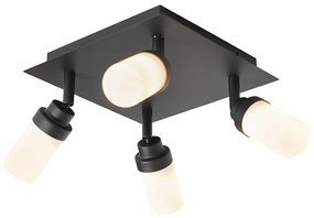 Faretto da bagno moderno nero 4 luci IP44 - Japie