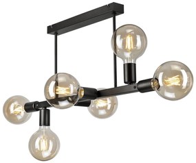 Lampadario a sospensione con supporto rigido ASTRID 6xE27/60W/230V nero