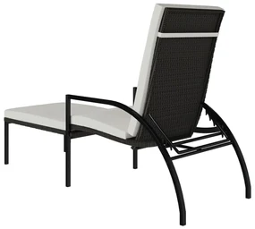 Lettino prendisole con poggiapiedi in rattan pe marrone