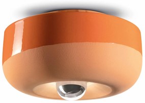 Plafoniera Vintage Decò Bellota Ceramica Arancio Pesca 1 Luce E27