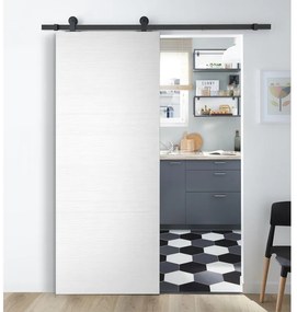Porta scorrevole reversibile Trinity in mdf bianco, L 93 x H 212 cm, con binario Industrial