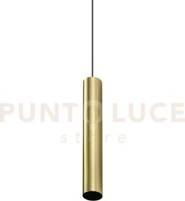 Look round sospensione 1 luce attacco gu10 ottone d.4x25cm