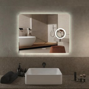 Specchio con illuminazione integrata bagno rettangolare Logos L 90 x H 70 x P 2.5 cm