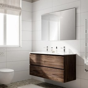 Mobile bagno con lavabo Step L120 x H60 x P46 cm walnut in mdf 2 cassetti per doppia vasca