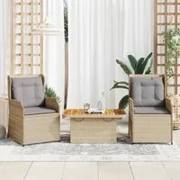 Set Divani da Giardino 3 pz con Cuscini in Polyrattan Beige 3262735