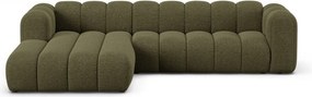 Divano angolare verde (con penisola a sinistra/con chaise lounge) con rivestimento in ciniglia Lupine – Micadoni
