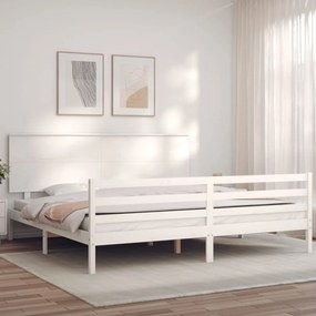 Giroletto Testiera Bianco Super King Size in Legno Massello