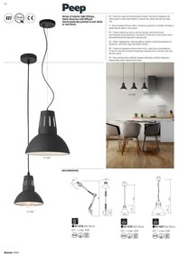 Redo 01-1282 - Lampadario a sospensione su cavo PEEP 1xE27/42W/230V Ø 34,5 cm, bianco