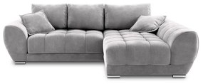 Divano letto angolare grigio chiaro con rivestimento in velluto, angolo destro Nuage - Windsor &amp; Co Sofas