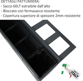 Pattumiera per Raccolta Differenziata 3 Scomparti 180 L 90x30x80 cm in Acciaio Verniciato Bianco...