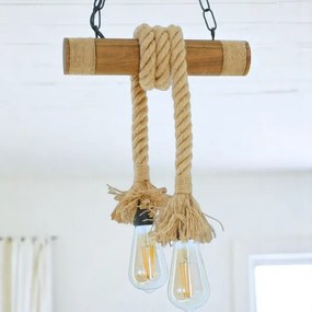 Lampadario a sospensione con catena KOS 2xE27/60W/230V faggio