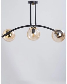 Lampada da soffitto giallo-nera con paralume in vetro ø 15 cm Yay - Squid Lighting