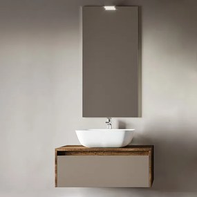 Mobile bagno sospeso 82 cm con cassetto e lavabo Tabacco - LUNA3