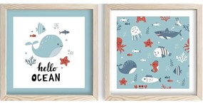 Quadri per bambini in set da 2 33x33 cm Hello Ocean - Wallity