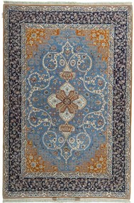 Isfahan Tappeto persiano 220 x 150 Blu (Iran) Annodato A Mano