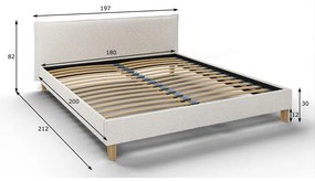 Letto matrimoniale imbottito crema con griglia 180x200 cm Tina - Ropez