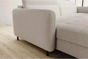 Divano angolare beige allungabile/con contenitore (con penisola a sinistra/con chaise lounge) e rivestimento in bouclé Gomsi – ELTAP