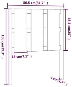 Testiera per Letto Miele 80,5x4x100 cm Legno Massello di Pino