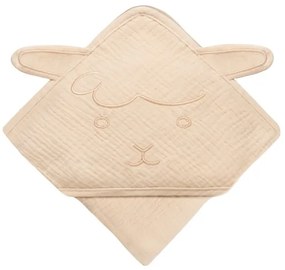 Lionelo - Asciugamano per bambini con cappuccio in mussola Sabbia