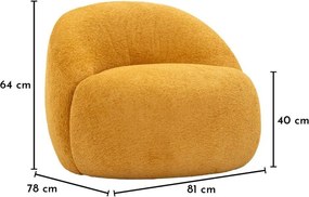 Poltrona color senape con rivestimento in bouclé Ginerva – Mauro Ferretti