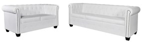Divani Chesterfield A 2 Posti E A 3 Posti İn Similpelle Bianco /