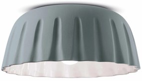 Plafoniera Grande Vintage Decò Madame Gres Ceramica Grigio Tele 1 Luce E27