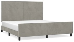 Giroletto con testiera grigio chiaro 160x200 cm in velluto