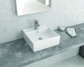 Lavandino da appoggio piccolo 38,5 cm quadrato bianco | Litos-241 - KAMALU