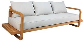 Divano da giardino con cuscino grigio e braccioli Equateur NATERIAL da 3 posti, struttura in teak seduta in teak marrone, L 83 x H 83 x P 83 cm