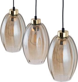 Lampadario LED a sospensione su cavo SEBO 3xE27/15W/230V nero/beige fumoso