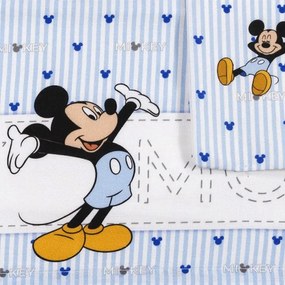 Lenzuola lettino neonato Topolino Disney  Colore Azzurro, Dimensioni e Misure Lettino