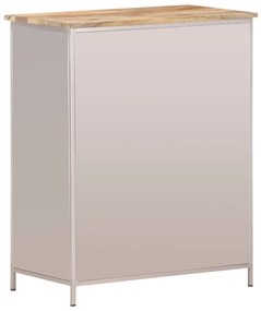 Credenza 60x35x75 cm in legno di mango grezzo e ferro