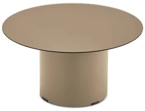 Tavolino tondo WAYLON 60 con base in metallo Beige e piano in vetro Bronzo